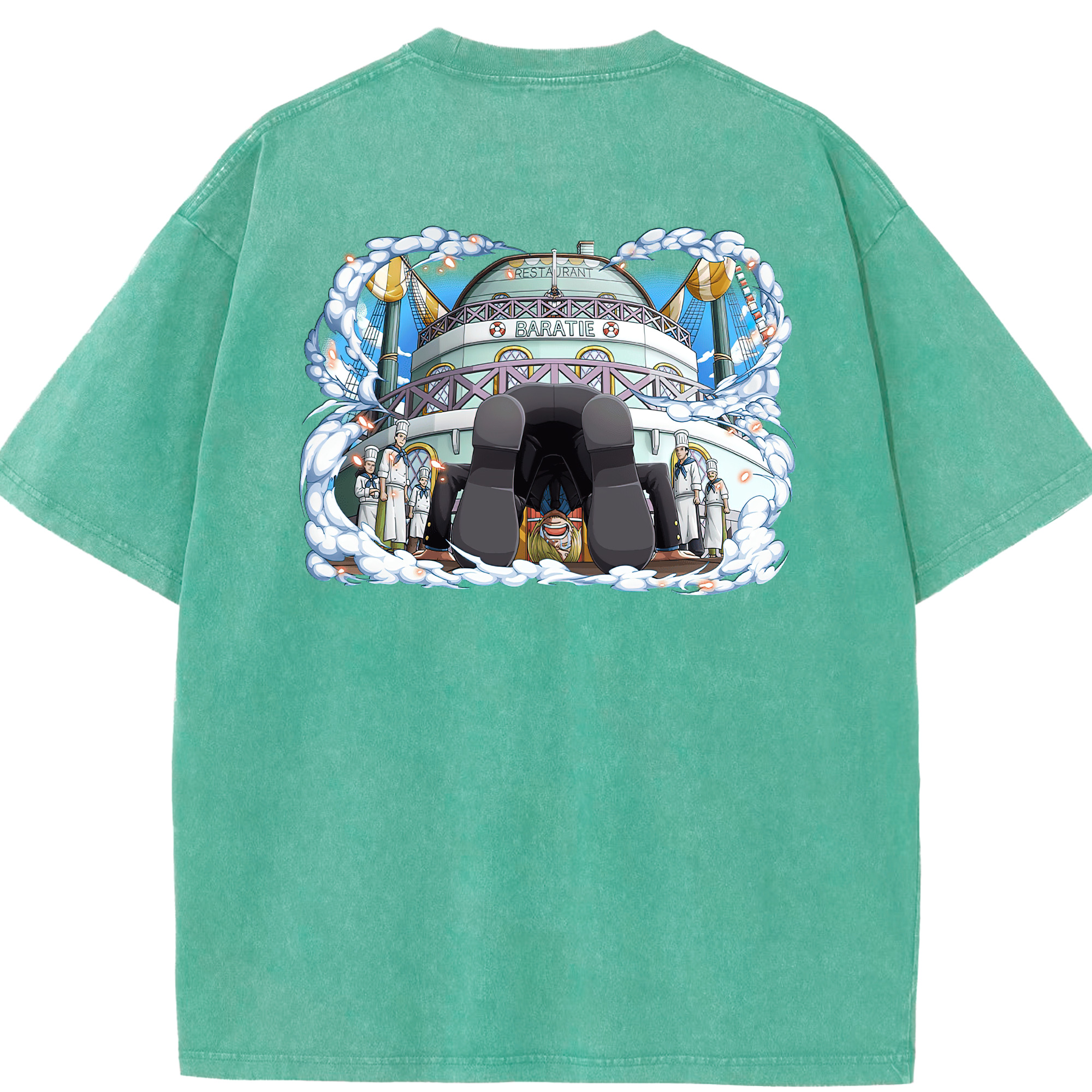 ワンピース サンジ ONE PIECE Sanji 綿100% ヴィンテージ風 半袖Tシャツ（背面プリント）